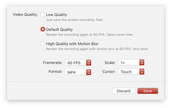 Settings for Video Export