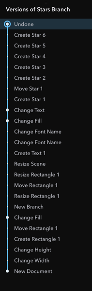 List of Versions in History Panel