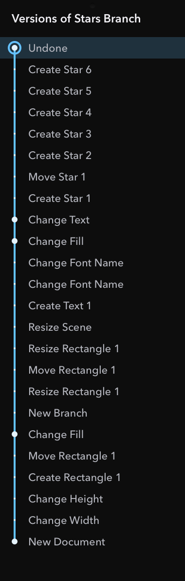 List of Versions in History Panel